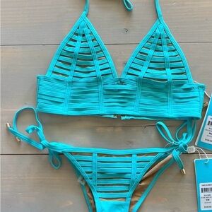 Beach Bunny Blue Cutout Bikini Set